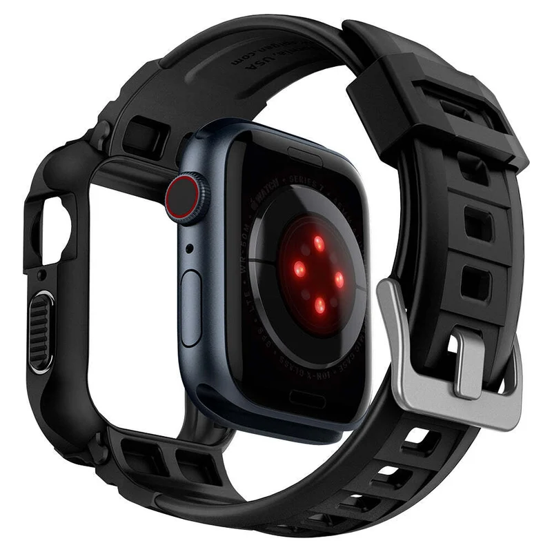 Spigen Apple Watch SE3/9/8/SE2/7/6/SE/5/4 (45mm/44mm) Rugged Armor Pro Band Case (Black)