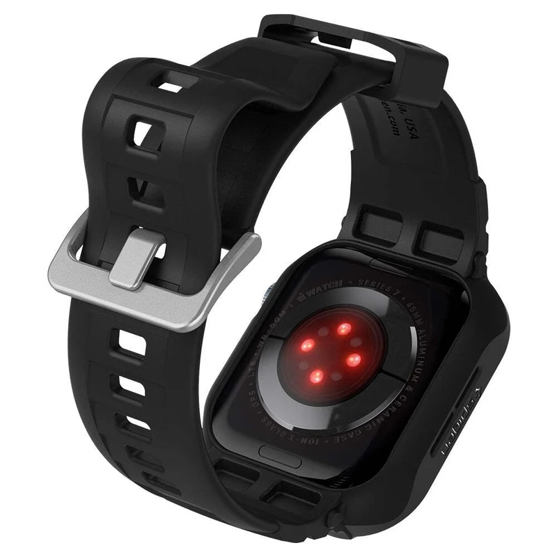 Spigen Apple Watch SE3/9/8/SE2/7/6/SE/5/4 (45mm/44mm) Rugged Armor Pro Band Case (Black)