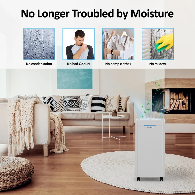 AROVEC 2-in-1 Smart Dehumidifier & Air Purifier – 16L/Day, 2.5L Tank, 50m² Coverage