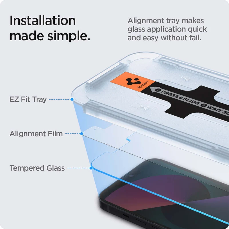 Spigen Apple iPhone GLAS.tR EZ Fit Slim 2 Pack Tempered Glass Screen Protector for 17e/16e/14/13/13 Pro (Clear)