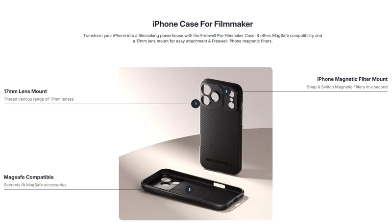 Freewell Pro Filmmaker Case with 17mm Mount for iPhone 16 Pro