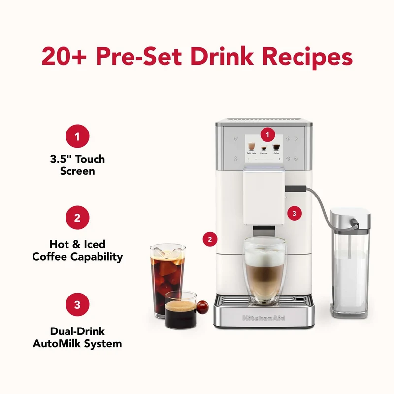 KitchenAid KF4 Compact Fully Automatic Esspresso Machine (Porcelain White)