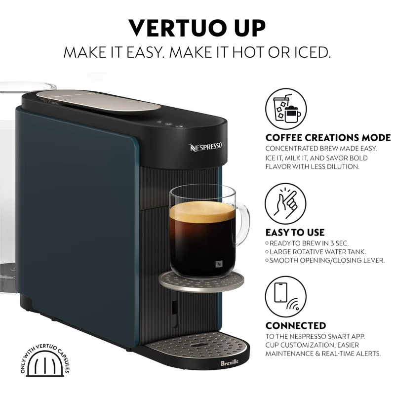Breville Nespresso Vertuo Up Capsule Coffee Machine Solo (Ocean Blue)