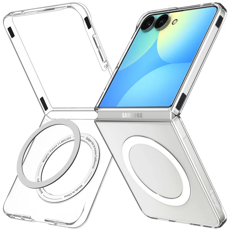 Spigen Galaxy Z Flip 8 Air Skin (MagFit) Case (Clear Case / White Ring)