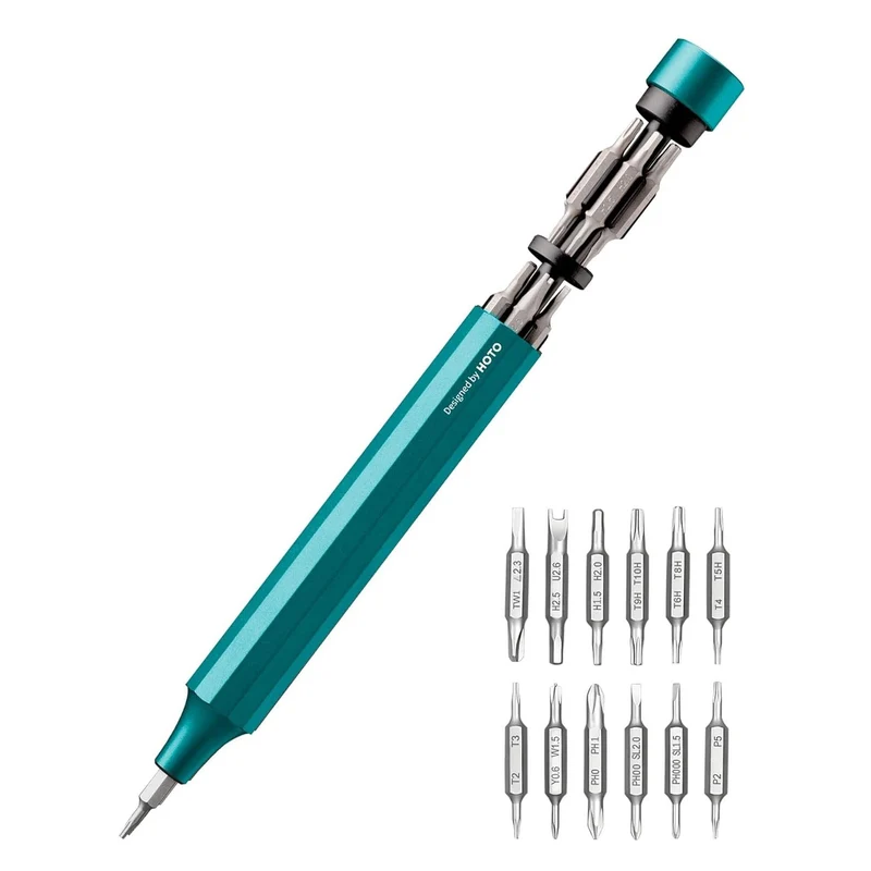 HOTO Manual Precision Screwdriver Pen Pocket Tool (Blue)