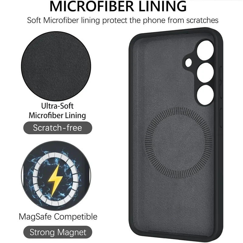iShield [MagSafe] Liquid Silicon Snap Case, Samsung s25 Plus (Black)