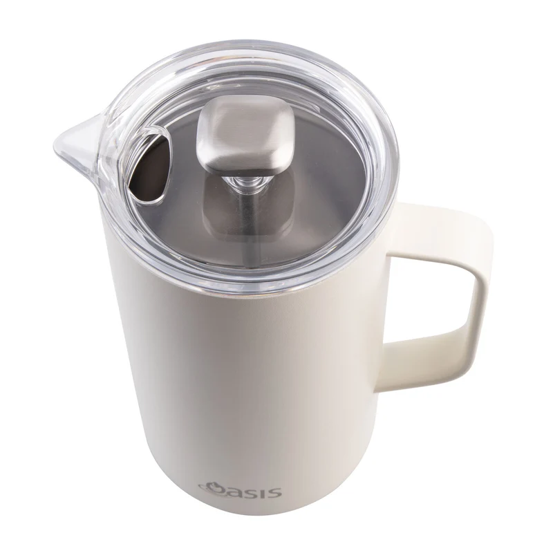 Oasis Stainless Steel Double Wall Insulated Coffee Press - 8 Cup - 1 Litre - Alabaster