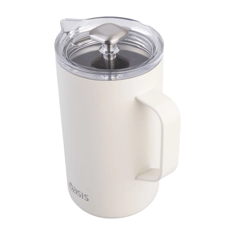 Oasis Stainless Steel Double Wall Insulated Coffee Press - 8 Cup - 1 Litre - Alabaster