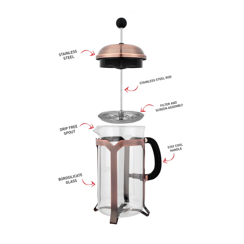 Avanti Domo Copper 8 Cup Coffee Plunger 1 Litre