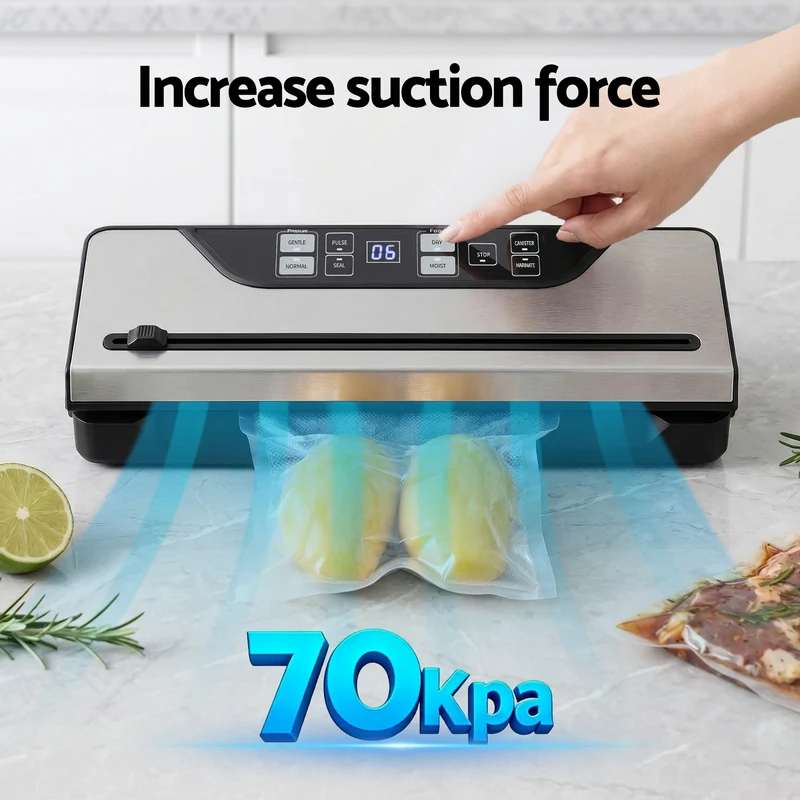 Devanti Food Vacuum Sealer Machine Auto Seal Slide Cutter 9 Modes Marinate Black