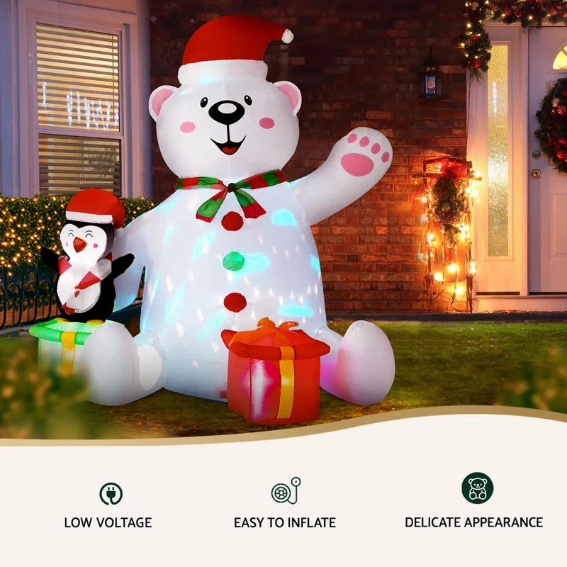 Jingle Jollys Christmas Inflatable Bear 1.8M Height LED Outdoor Decorations Illuminated