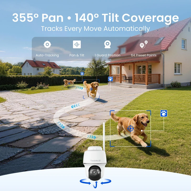 Reolink Argus PT Ultra 4K Pan Tilt Wireless Automatic Tracking Battery Security Camera (White)