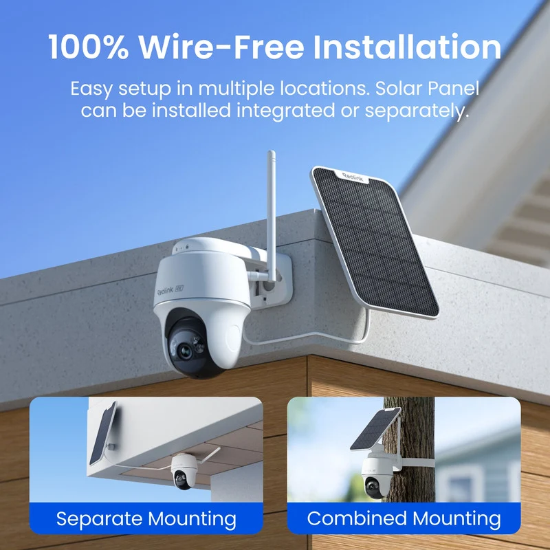 Reolink Argus PT Ultra 4K Pan Tilt Automatic Tracking Battery Security Camera+Solar Panel