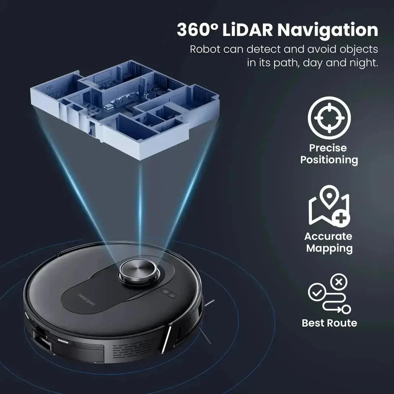 Proscenic Q8 Max+ Robot Vacuum | 8000Pa Suction & Dual LiDAR Obstacle Avoidance