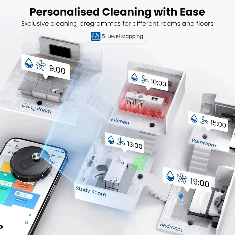 Proscenic Q8 Max+ Robot Vacuum | 8000Pa Suction & Dual LiDAR Obstacle Avoidance