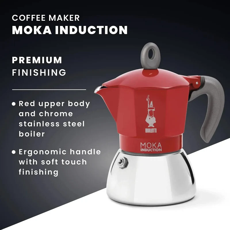Bialetti Moka 4 Cup Induction Espresso Maker - Red