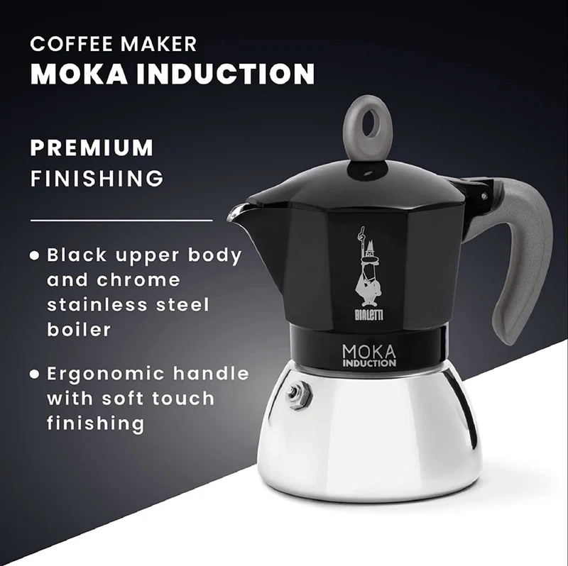 Bialetti Moka 6 Cup Induction Espresso Maker - Black