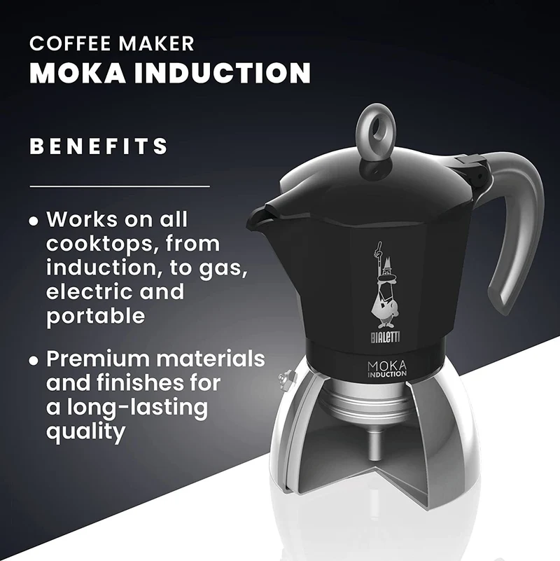 Bialetti Moka 6 Cup Induction Espresso Maker - Black