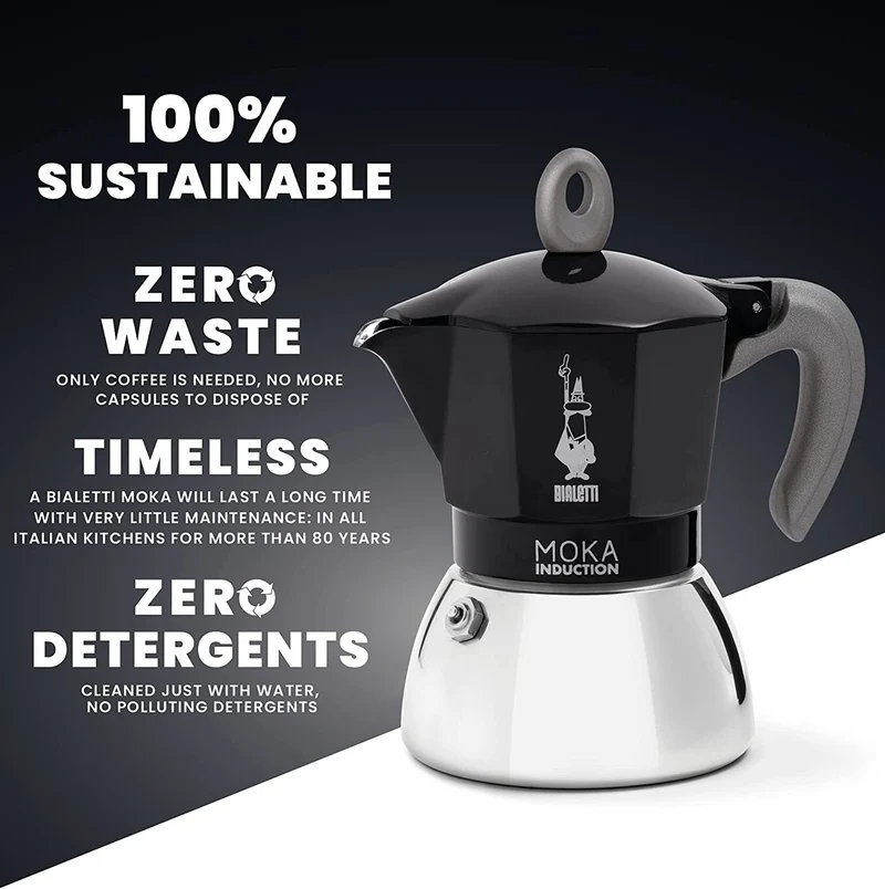 Bialetti Moka 6 Cup Induction Espresso Maker - Black