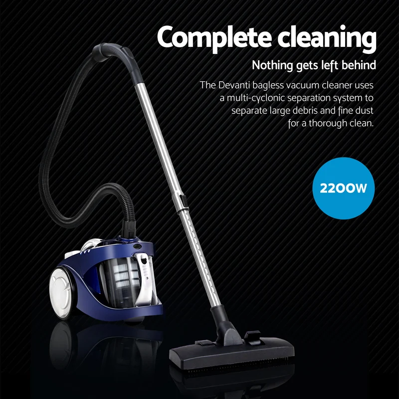 Devanti 2200W Multi-cyclonic Bagless Vacuum Cleaner Pet Hair (Blue)