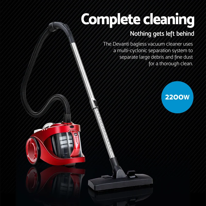 Devanti 2200W Multi-cyclonic Bagless Vacuum Cleaner Pet Hair (Red)