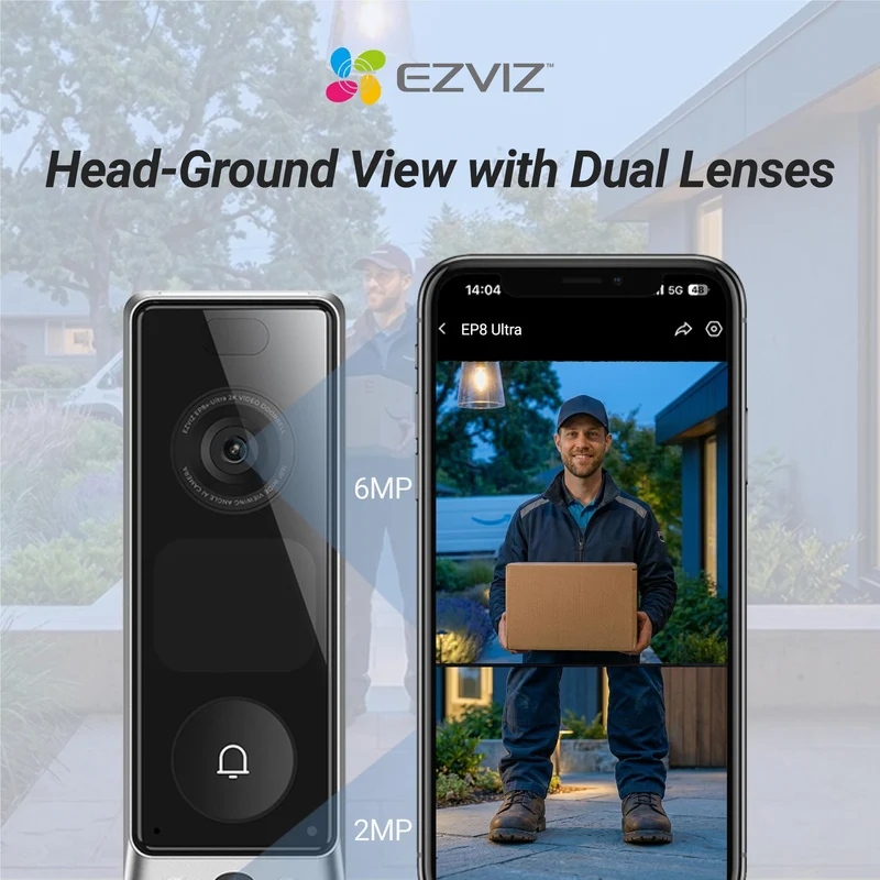 EZVIZ EP8 Ultra Dual Camera Video Doorbell with Chime