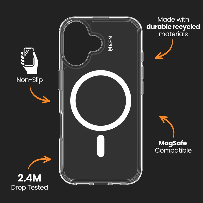 EFM 3-in-1 Case, Screen & Camera Lens Protection Bundle - iPhone 16 - Clear