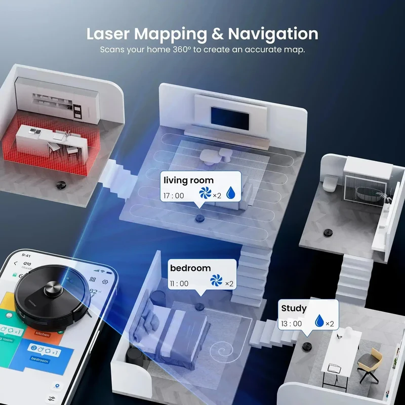 Proscenic Q10 Robot Vacuum | 8000Pa Suction & LiDAR Navigation