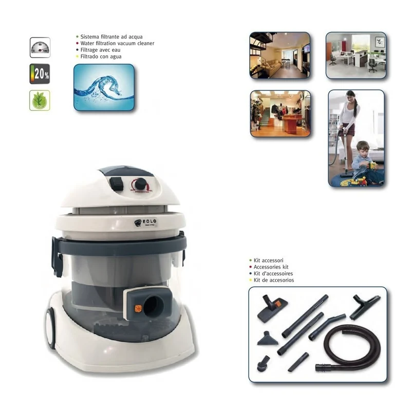 EOLO Aspirapolvere LP23 AB Professionale per Abitazioni e Aree Medio/Piccole Made in Italy Garanzia 5 Anni Efficienza A++
