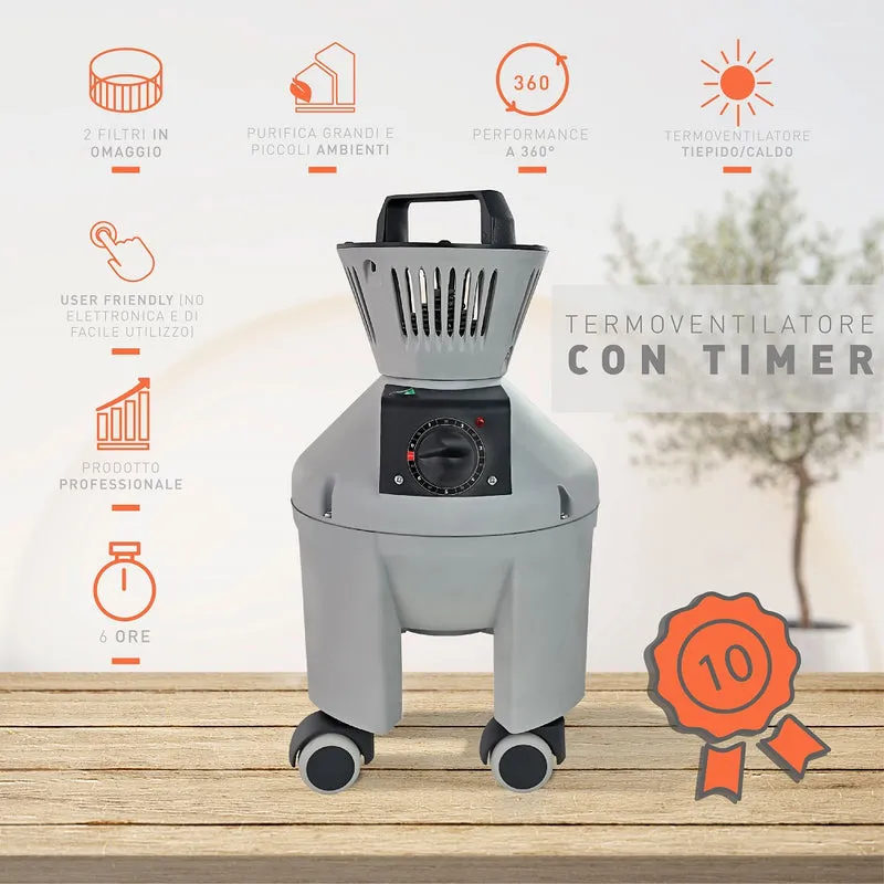 EOLO Termoventilatore LPV404 PRO T con Timer Made in Italy Garanzia 5 Anni Efficienza A++