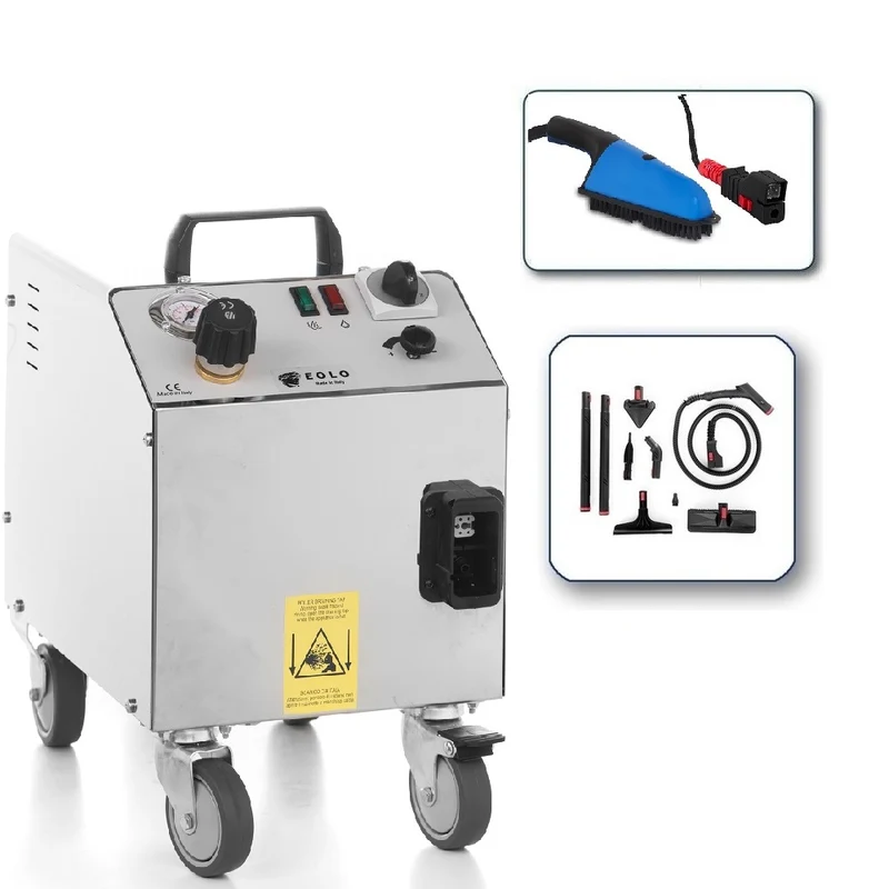 EOLO Pulitrice a Vapore LP01 SB200 RA Secco Saturo Spazzola Sanificante Insetticida Cimici Uova Parassiti Germi Batteri Pulitore Professionale Pulizia Sanificazione Letti Materassi Tessuti Tappezzeria Made in Italy Garanzia 5 Anni Efficienza A++