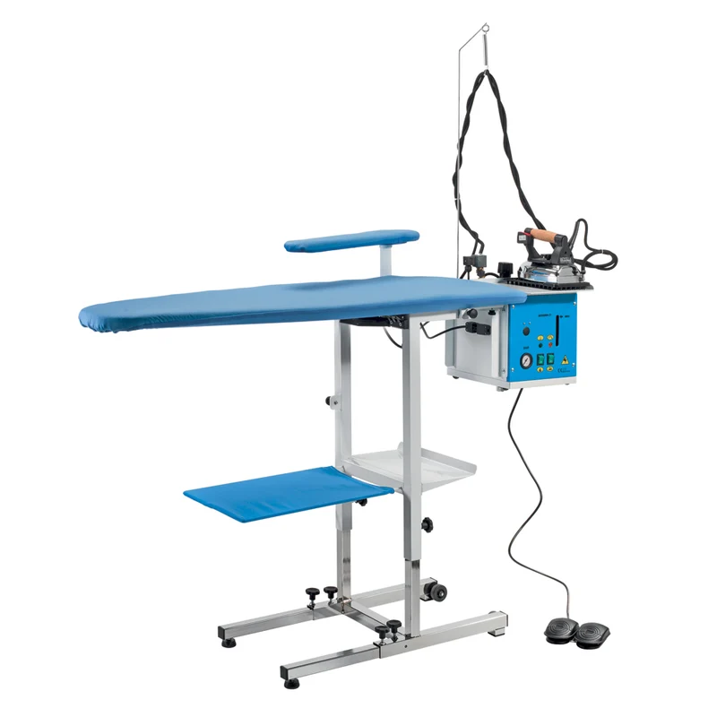 EOLO Tavolo da Stiro AT15 (121x44 cm) Professionale Piano Pieghevole Motore Aspirante e Soffiante con Piano Riscaldato Completo di Generatore Vapore con Caldaia a Risparmio Energetico e Elettroferro Made in Italy Garanzia 5 Anni Efficienza A++