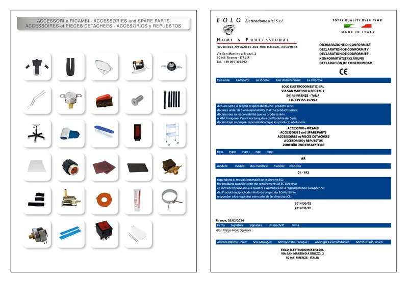 Ferro da stiro professionale a vapore “AGILE STEAM” FR01 SP con termostato Made in Italy Garanzia 5 anni