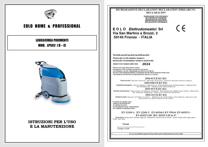 Lavasciuga professionale uomo a terra, modello LPS02 L B