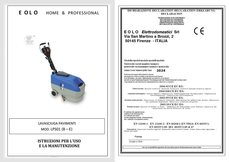 Lavasciuga semi-professionale uomo a terra, modello LPS01 L E