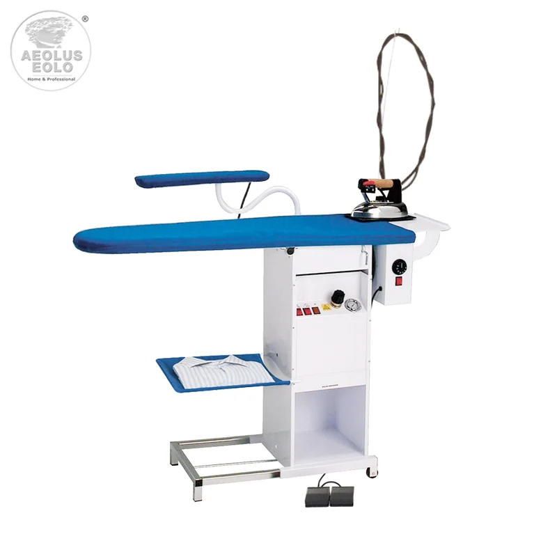 Tavolo da stiro professionale modello TS01 con caldaia e Ferro da stiro Motori aspirante e soffiante Piano riscaldato con termostato Classe Energetica A++ Made in Italy Garanzia 5 anni