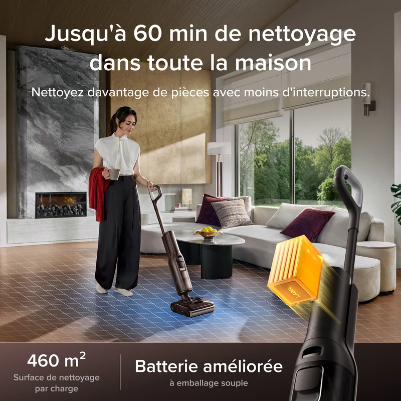 Aspirateur laveur Roborock F25 Pro Turbo avec nettoyage en profondeur HyperScrub en un appui