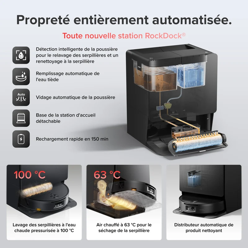 Roborock Saros 20 Flow Complete - Système autonettoyant pressurisé SpiraFlow™ 2.0