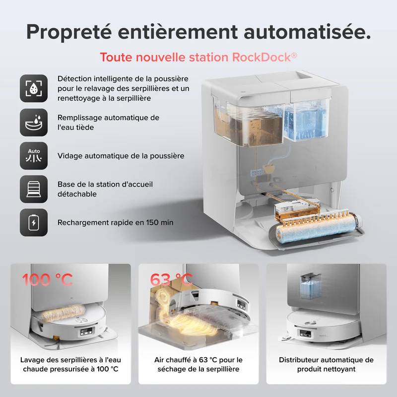Roborock Saros 20 Flow Complete - Système autonettoyant pressurisé SpiraFlow™ 2.0