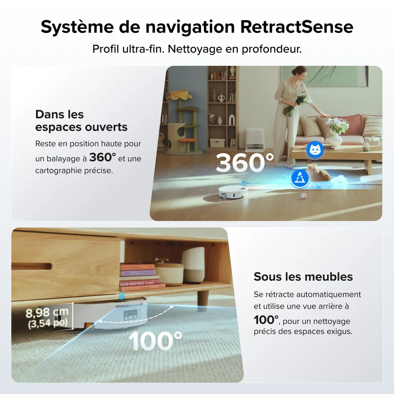 Aspirateur robot avec serpillière à rouleau Roborock Qrevo Edge 2 Flow, avec système autonettoyant pressurisé SpiraFlow 2.0