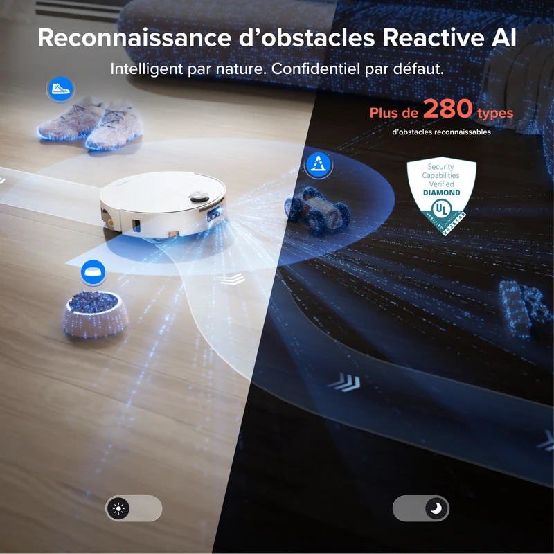 Aspirateur robot avec serpillière à rouleau Roborock Qrevo Edge 2 Flow, avec système autonettoyant pressurisé SpiraFlow 2.0