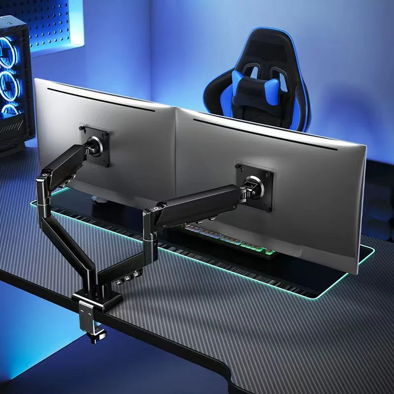 Premium Dual Monitor Mount – 14"–32" VESA, Adjustable Height Gas Spring Stand