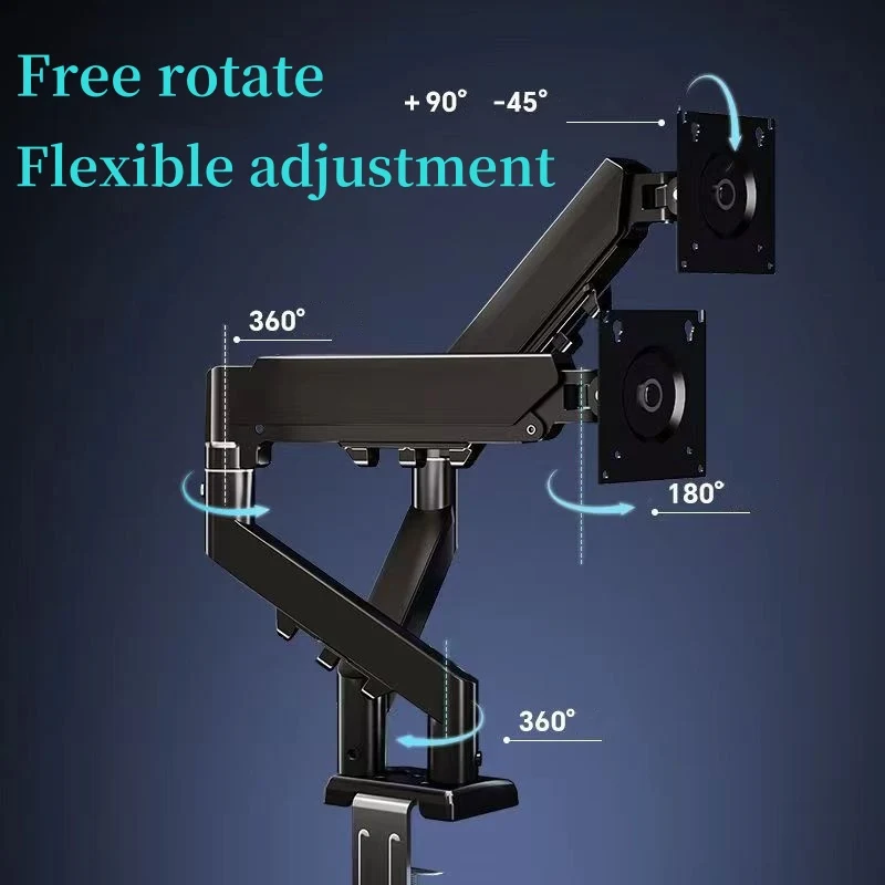 Premium Dual Monitor Mount – 14"–32" VESA, Adjustable Height Gas Spring Stand