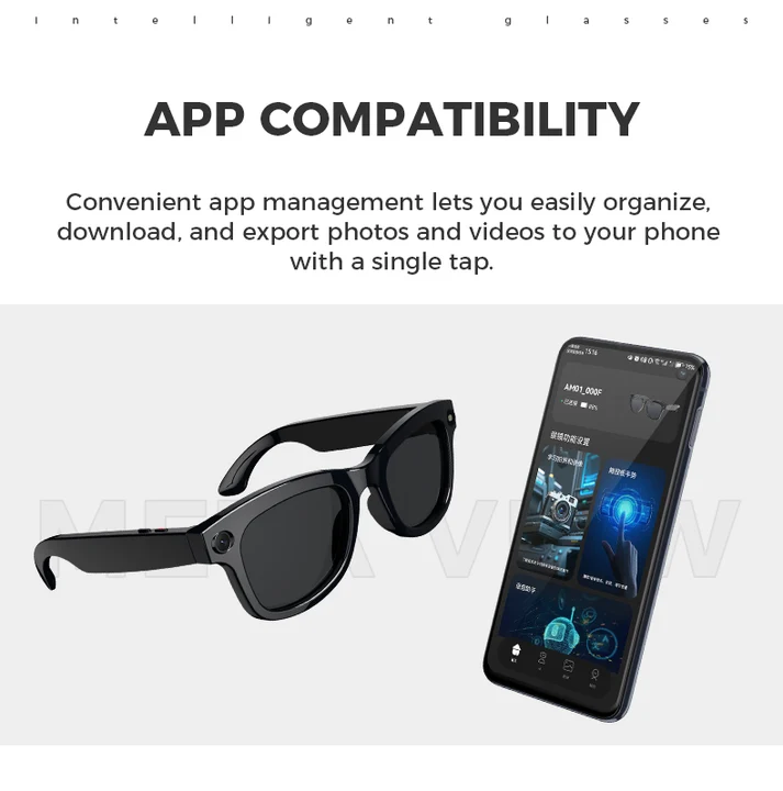 AI Smart Camera Glasses with Dual Noise Cancellation Microphone