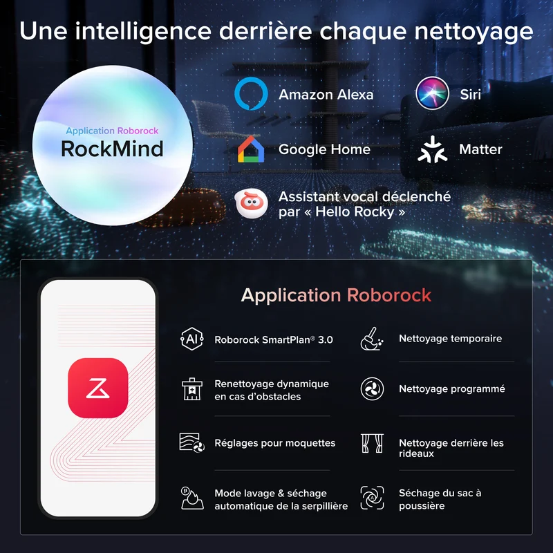 Roborock Saros 20 Sonic Aspirateur robot avec la toute nouvelle station RockDock®