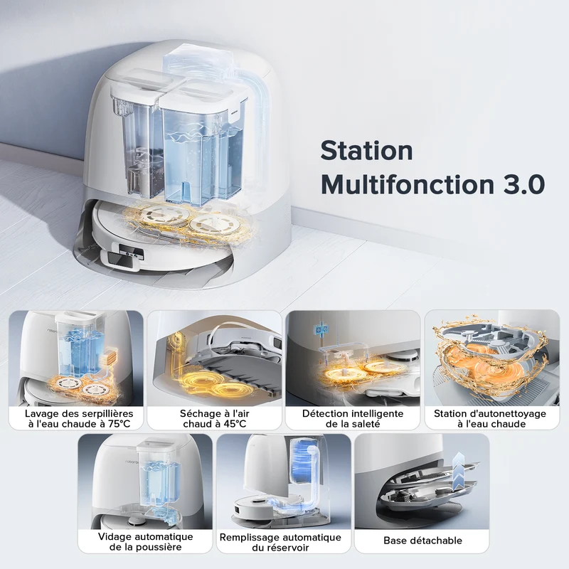 Roborock Qrevo Curv S5X robot aspirateur laveur avec station d’accueil multifonctionnelle 3.0