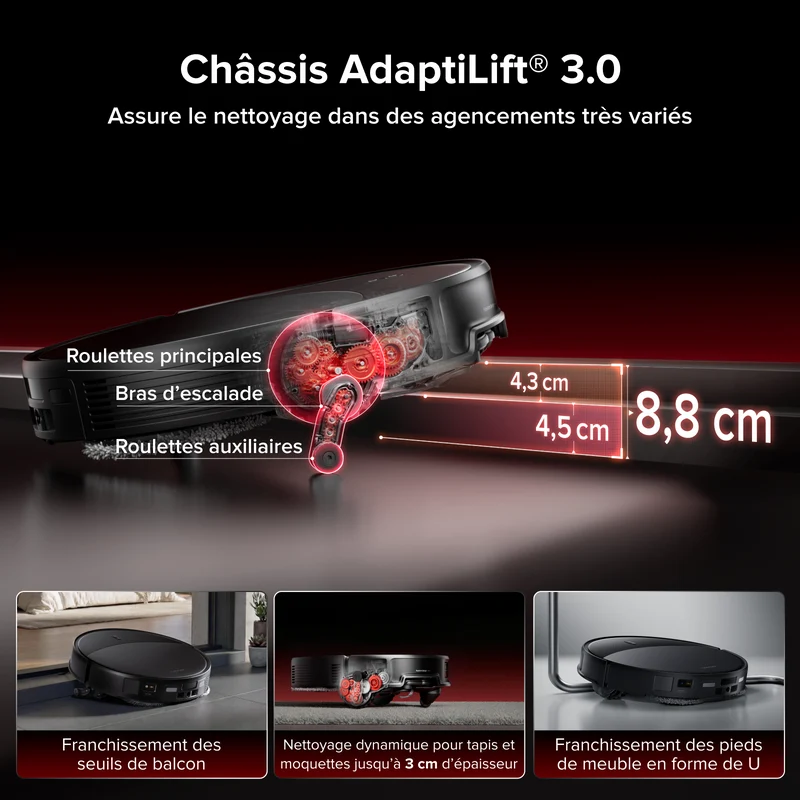 Roborock Saros 20 Robot aspirateur laveur 36 000 Pa avec AdaptiLift® Chassis 3.0