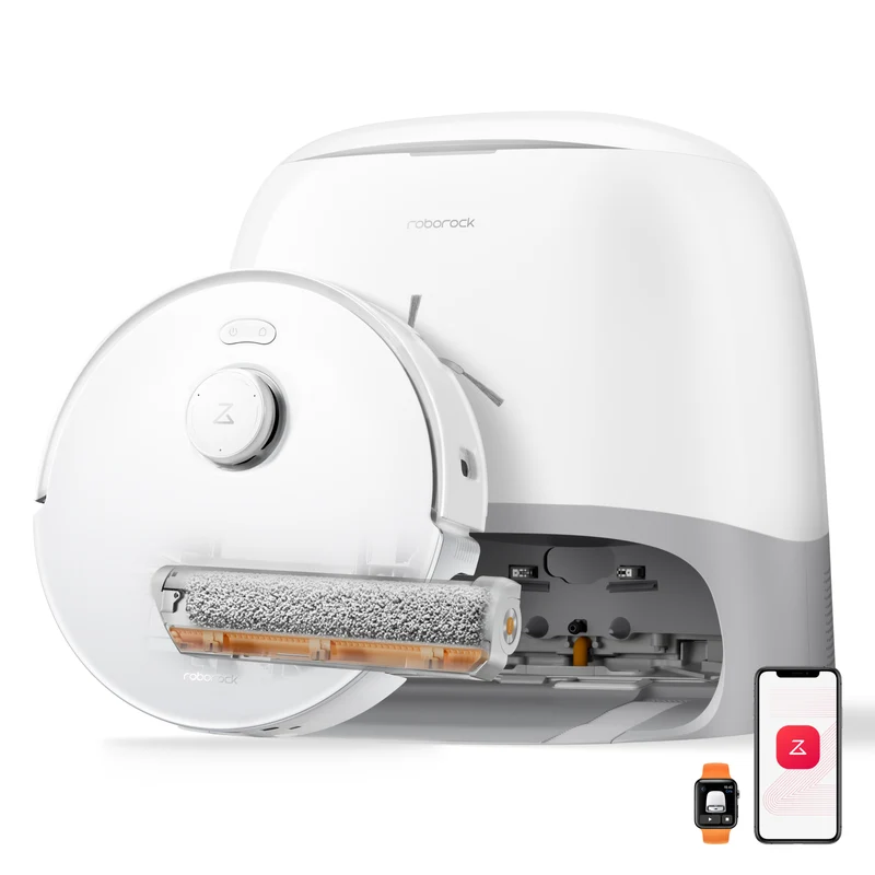 Roborock Qrevo Curv 2 Flow Aspirateur robot avec serpillière à rouleau et station d'accueil multifonctionnelle