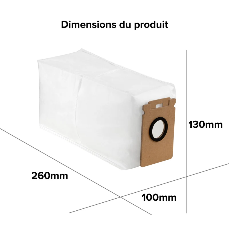 Sacs à poussière Roborock (12 pièces) pour H60 Hub Ultra et H60 Hub Pro, 3 L