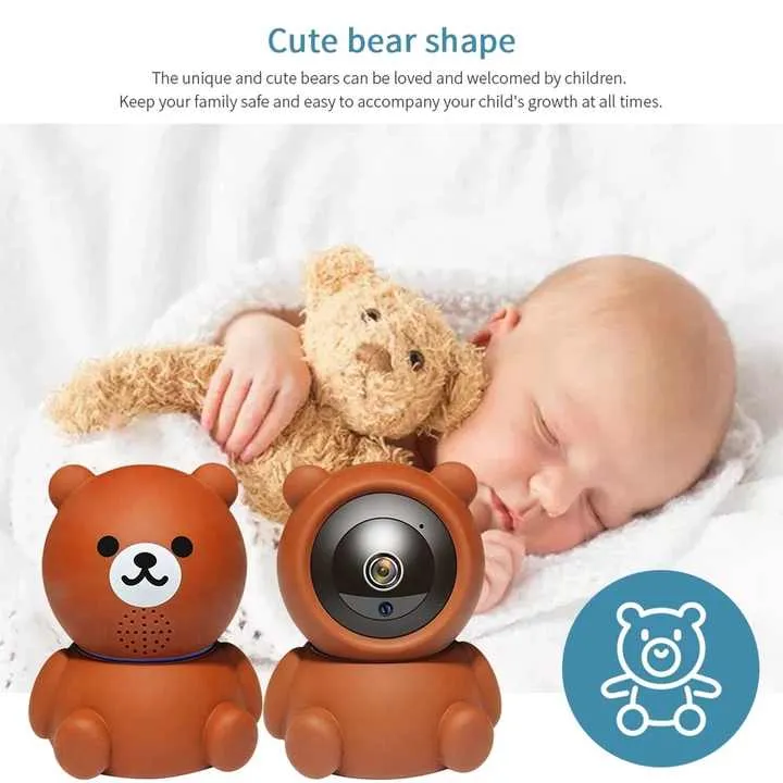 Wireless 360° Smart Home Camera 5MP with Auto Tracking – Bear Design